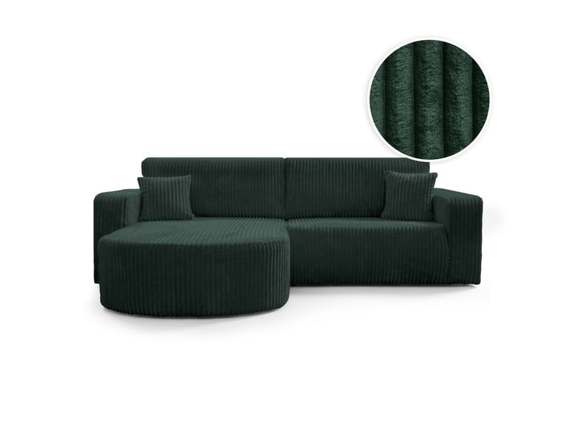  Kiara - canapé d'angle compact réversible et convertible 4 places en velours côtelé épais  - Conforama A