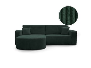 Canapé d'angle réversible convertible LOUNGITUDE KIARA 4 places Velours côtelé Vert foncé