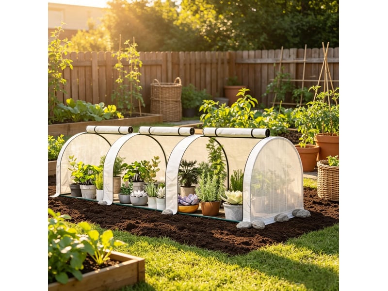  Serre de jardin 295x100x80 cm modulaire métal blanche  - Conforama B