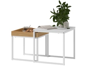 Table basse carré(e) coloris blanc <strong>MIVRAY </strong> <strong></strong> - 45 cmx40 cm