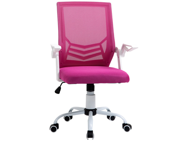  Chaise bureau ergonomique, lombaire, accoudoirs rabattables, maille respirante, max 120 kg, rose.  - Conforama B