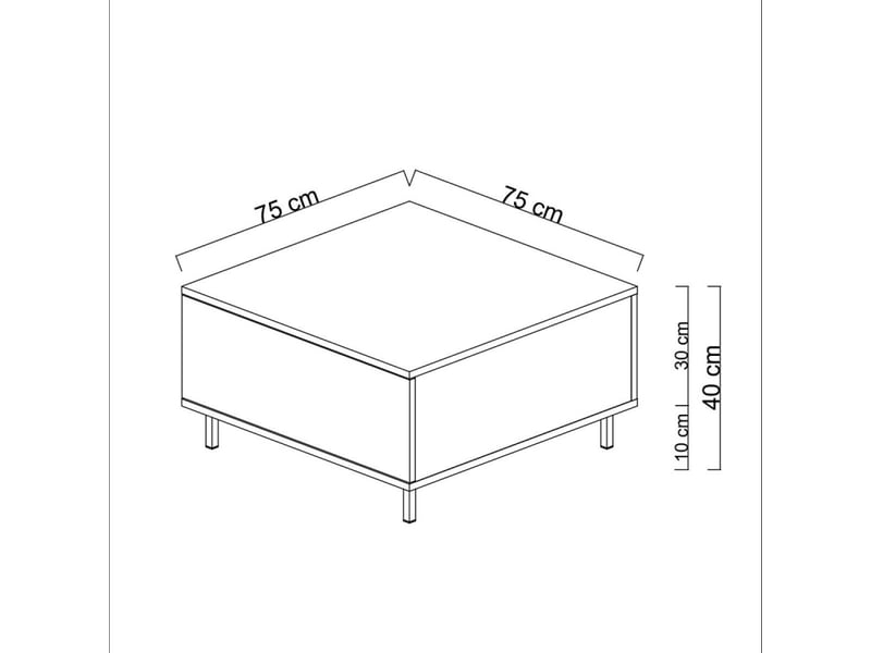 Table basse bois mdf mélaminé effet travertin - l75 x h40 x p75 cm - pieds métal - moderne  - Conforama E