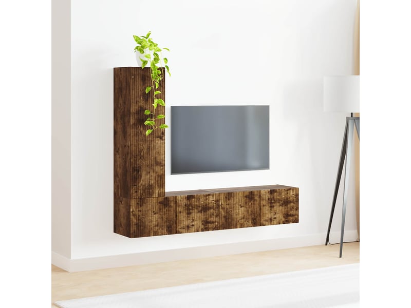  Ensemble meuble tv - banc tv - meuble de rangement 3 pcs chêne fumé bois d'ingénierie  - Conforama D