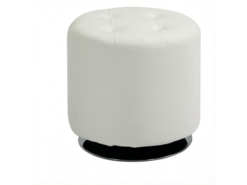  Repose-pieds pivotant rond 45,5x44,5 cm en polyuréthane (pu) blanc  - Conforama A