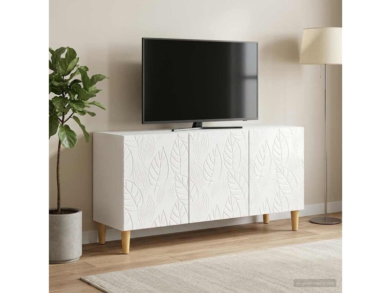  Meuble tv - banc tv - meuble de rangement 99 x 34,5 x 50 cm blanc brillant bois d'ingénierie  - Conforama B