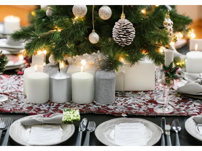 Lot de 4 bougies piliers, pour couronne de l'avent, bougies de table, en bloc - argentéblanc - 5 x 5 x 7 cm (l x l x h) - Conforama B