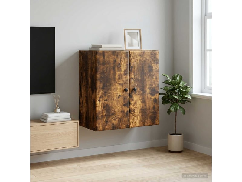  Armoire murale salon, meuble de rangement 59x31x60 cm bois d'ingénierie chêne fumé shl7098  - Conforama B