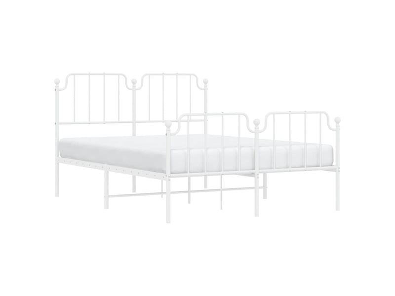  Lit double- lit adulte -  cadre de lit métal sans matelas et pied de lit blanc 135x190 cm  - Conforama C