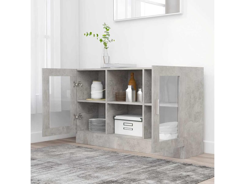  Buffet - armoire à vitrine gris béton 120x30,5x70 cm bois d’ingénierie  - Conforama C