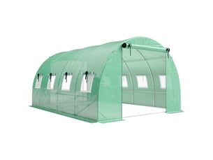 Serre en film - 4x3x2 m - vert - 2 portes à fermeture éclair - 8 fenêtres en filet - cadre en acier galvanisé