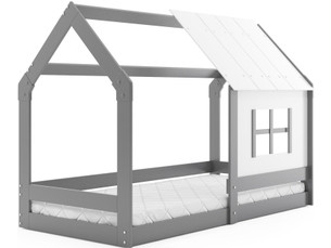 Lit cabane 80x160 cm coloris gris