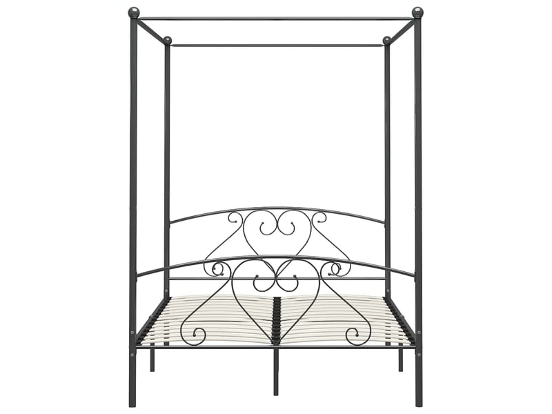  Lit double- lit adulte -  cadre de lit à baldaquin sans matelas gris métal 160x200 cm  - Conforama B