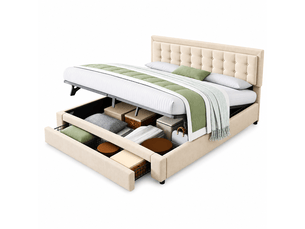 Lit coffre 180x200 cm <strong></strong>  <strong></strong> coloris beige