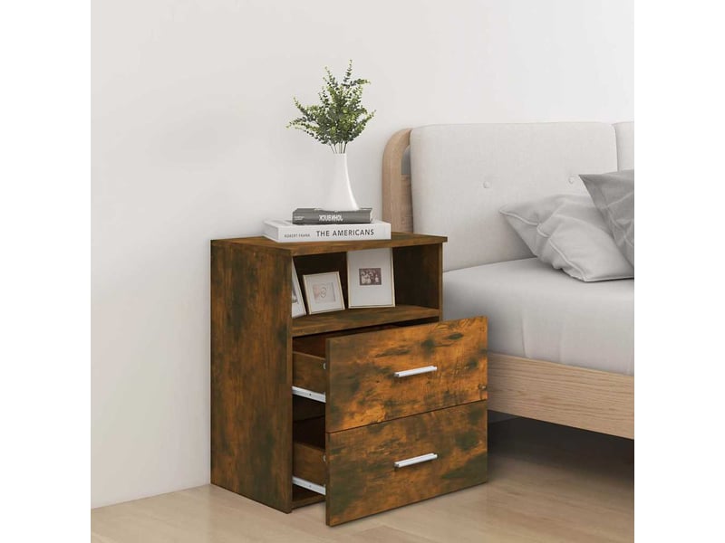  Lot de 2 tables de chevet - cabinet de chevet - table de nuit chêne fumé 50x32x60 cm  - Conforama C