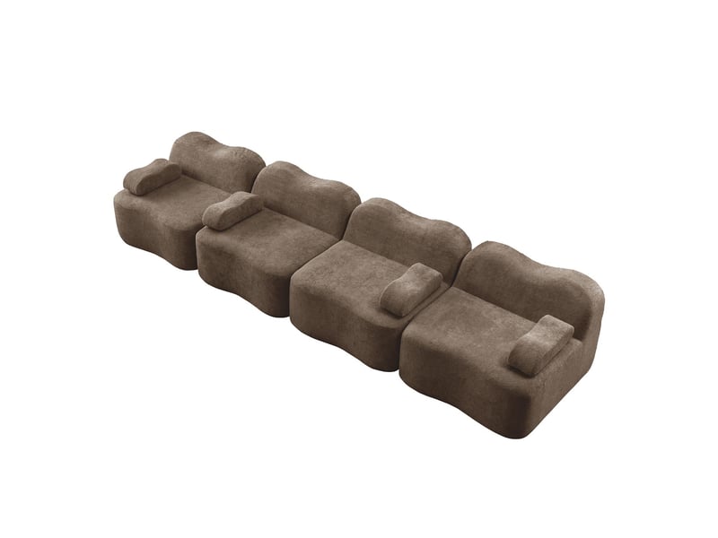  Canapé modulable 4 places en velours marron W3325S00430 - Conforama B