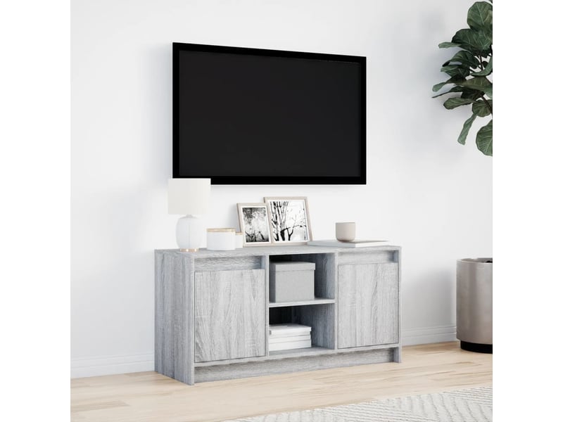  Meuble tv - banc tv - meuble de rangement avec led sonoma gris 100x34x50 cm bois d'ingénierie  - Conforama D