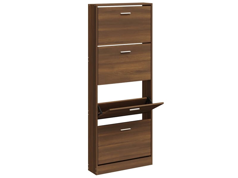  Meuble à chaussure | armoire à chaussures chêne marron 59x17x150cm bois d'ingénierie  - Conforama C