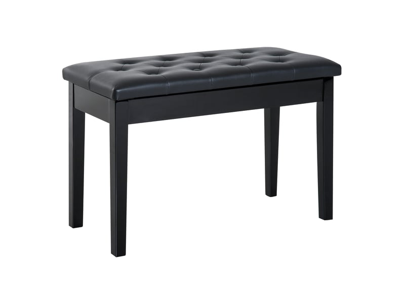  Tabouret de piano banc de piano style maison de campagne traditionnelle avec espace de rangement, bois d'hévéa, simili cuir noir, 76x36x50 cm pour 02-0707 - Conforama B