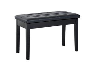 Tabouret de piano banc de piano style maison de campagne traditionnelle avec espace de rangement, bois d'hévéa, simili cuir noir, 76x36x50 cm pour
