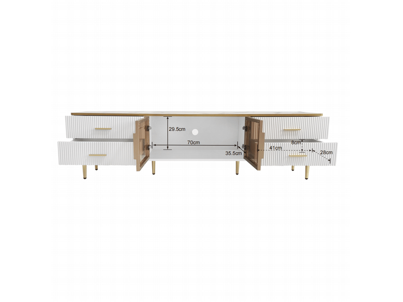 Ensemble meuble tv et table basse modenvie avec rangement led 170 x 37 x 47,5 cm blanc et doré - Conforama C