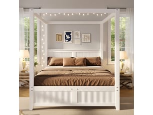 Lit cabane 140x200 cm <strong></strong> <strong></strong> coloris blanc