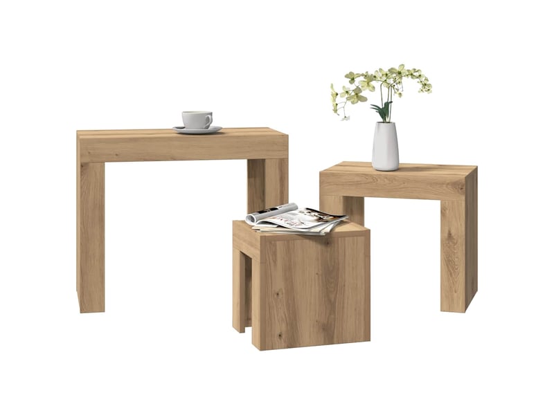  Tables basses gigognes 3 pcs | table de salon chêne artisanal bois d'ingénierie  - Conforama C