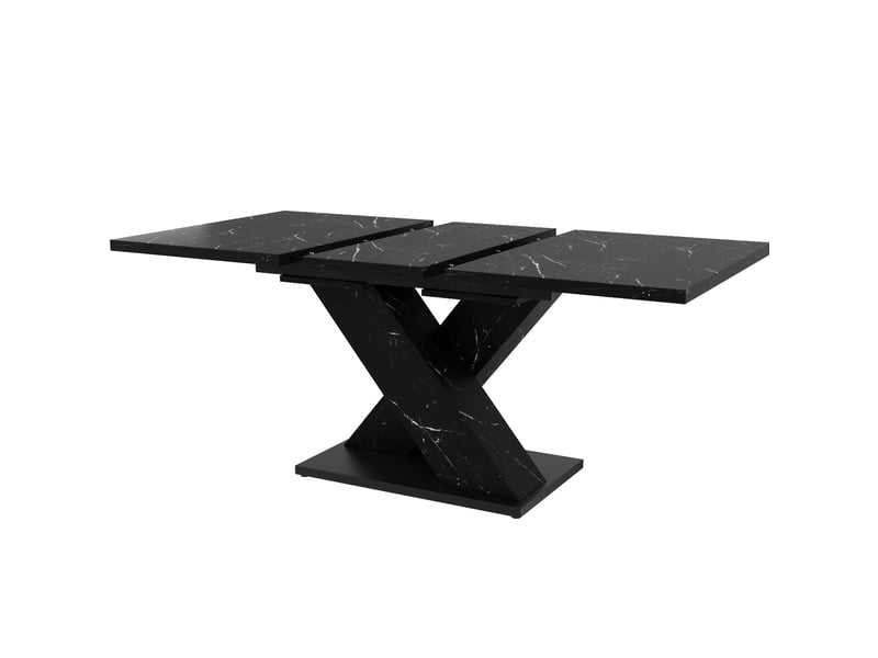  Table extensible noire effet marbre design x moderne, extensible pour 4-6 personnes, pour cuisine et salle à manger  - Conforama D