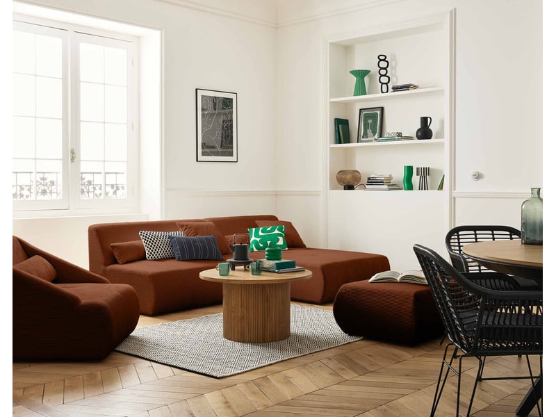  Onyx - canapé modulable d'angle réversible 4 places - en velours côtelé - lisa design - terracotta ONYX - Conforama D