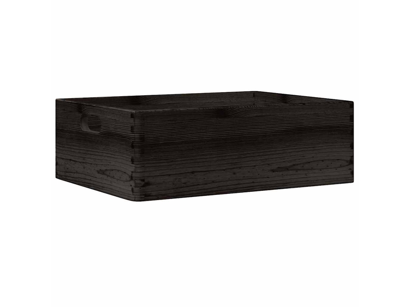  Boîte de rangement, coffre de rangement avec poignées noir 40x30x13 cm bois de pin massif  - Conforama A