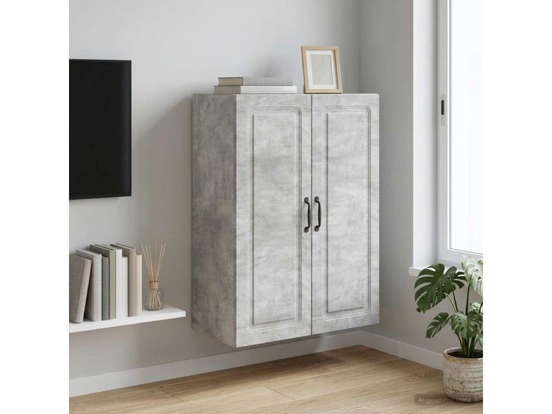 Armoire murale salon 66x34,5x90cm bois d'ingénierie gris béton shl7748 - Conforama B