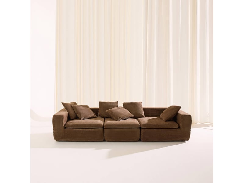  Canapé modulable tissu chenille 4 places marron - movi  - Conforama C