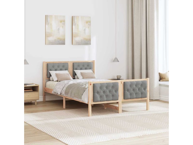  Lit double- lit adulte -  cadre de lit gris clair 120 x 190 cm pin massif  - Conforama C