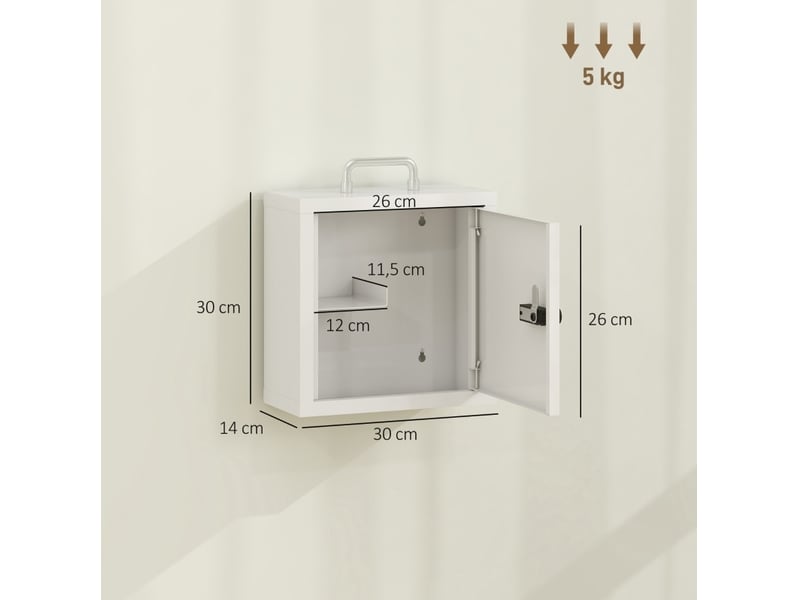  Armoire à pharmacie murale 30x14x30 cm à serrure à combinaison en métal blanc  - Conforama E