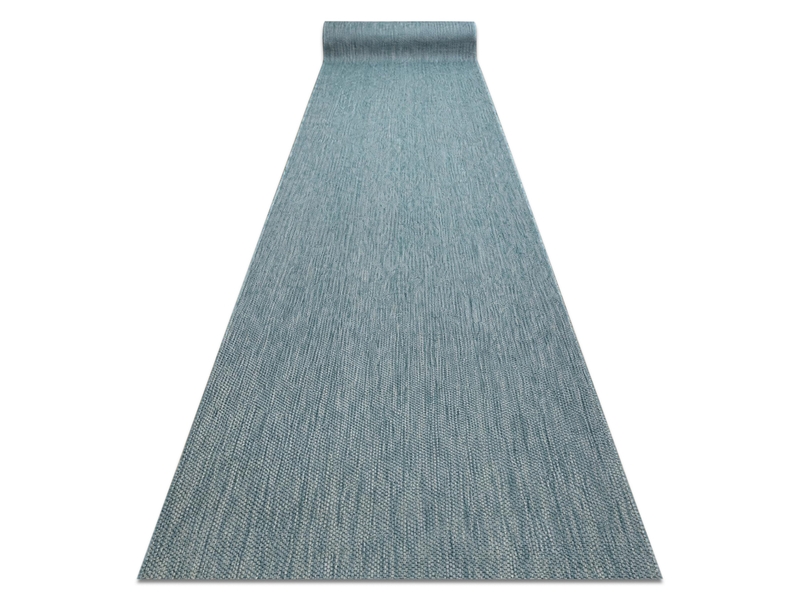 Le tapis de couloir sizal sion mélange tissé à plat turquoise 100 cm 100x770 cm - Conforama A