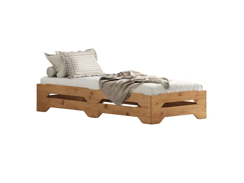 IDIMEX Lot De 2 Lits Superposables Ronny 90x200 Cm En Pin Massif Lasure Blanc - Couchage Supplémentaire Pratique