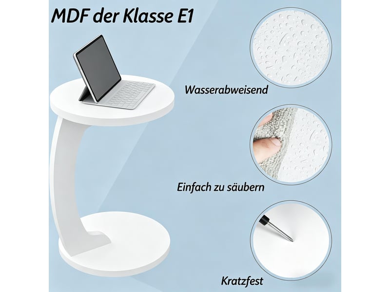  Table d'appoint ronde en c en mdf blanc ø38x55 cm  - Conforama E
