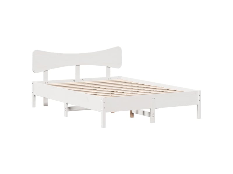  Lit double- lit adulte -  cadre de lit sans matelas blanc 150x200 cm bois de pin massif  - Conforama B
