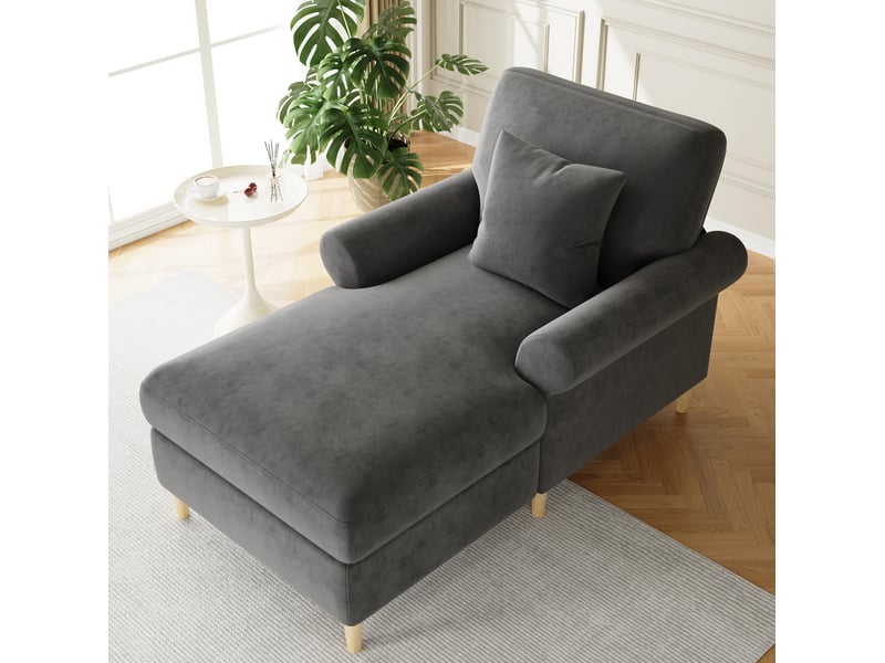  Fauteuil relax inclinable modenvie 1 place en velours gris avec coussin 133 x 87 x 90 cm  - Conforama D