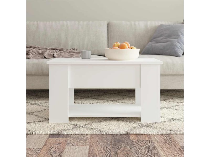  Table basse | table d'appoint salon blanc 79x49x41 cm bois d'ingénierie shl1317  - Conforama C