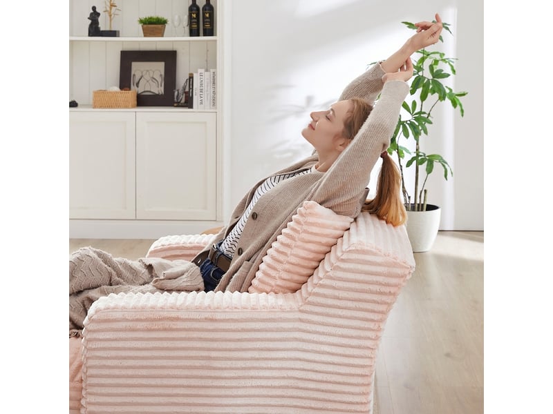  Méridienne en velours côtelé rose fauteuil de relaxation 1 place sans montage  - Conforama D