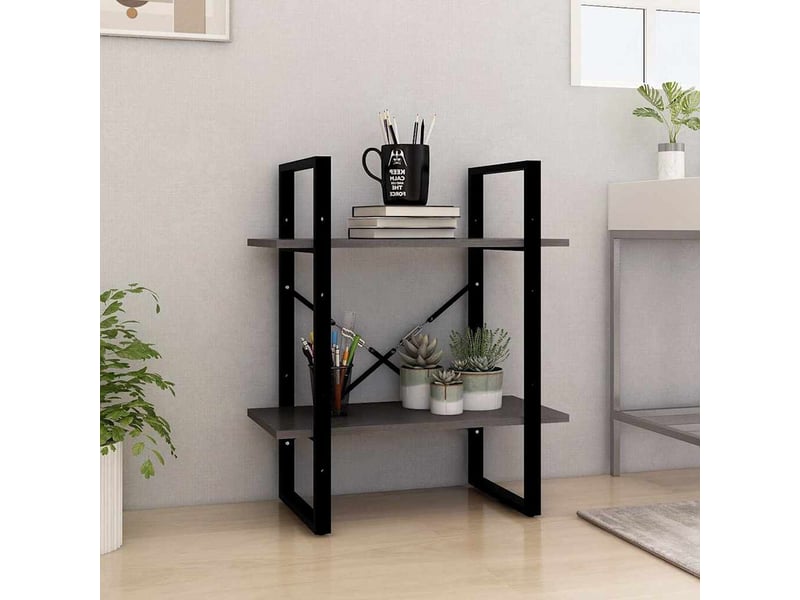  Bibliothèque à 2 niveaux, armoire à livres gris 60x30x70 cm bois de pin massif  - Conforama B