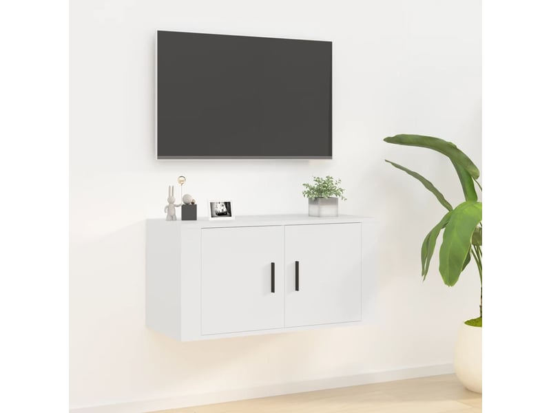  Meuble tv - banc tv - meuble de rangement mural blanc 80x34,5x40 cm  - Conforama B