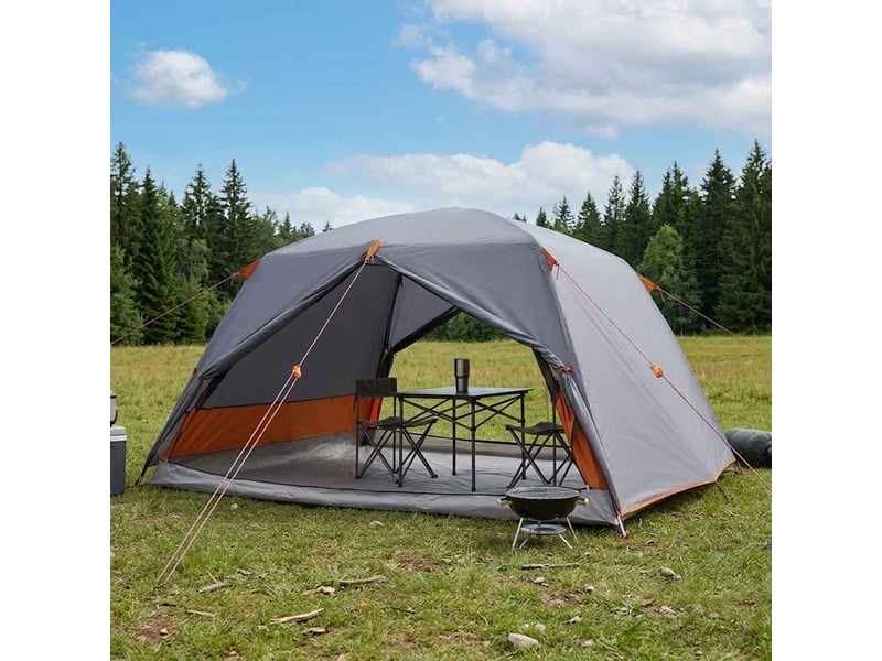 Tente de camping, tente de randonnée 4 personne gris et orange shl27600 - Conforama B