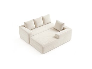 Canapé d'angle, canapé modulable, en velours tricoté, beige, assise profonde, style cloud, pour salon, version gauche, chambre
