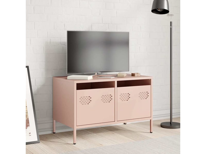 Meuble tv - banc tv - meuble de rangement rose 68x39x43,5 cm acier laminé à froid  - Conforama C
