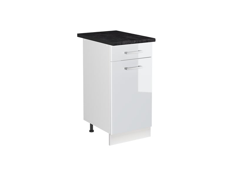 Vicco meuble bas sous-évier, blanc haute brillanceblanc, 40cm plan de travail anthracite - Conforama A
