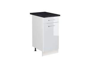 Vicco meuble bas sous-évier, blanc haute brillanceblanc, 40cm plan de travail anthracite