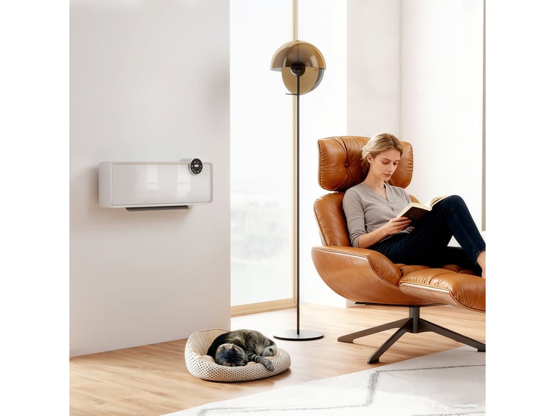  Chauffage mural en céramique 10002000w, radiateur électrique, ventilateur, thermostat, minuterie, 54x18,7x12,3cm, blanc  - Conforama C