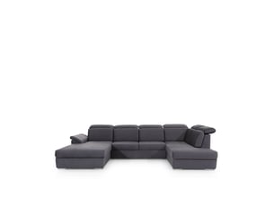 Canapé panoramique convertible majesta 5 places gris – angle gauche avec coffre
