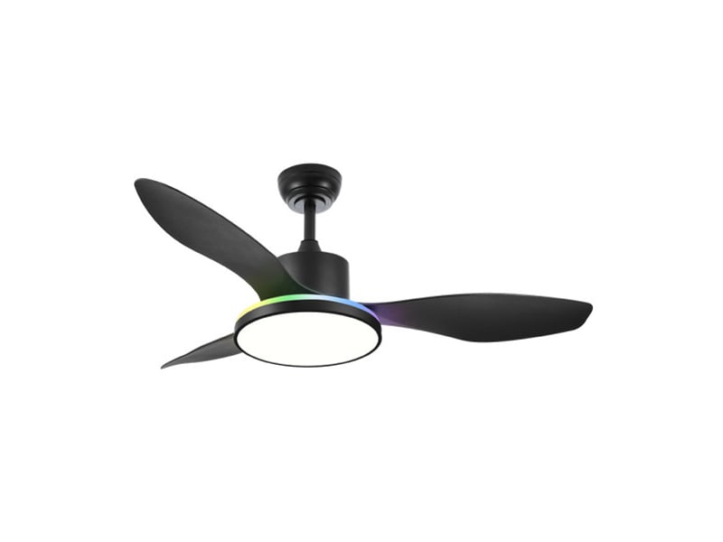  Ventilateur de plafond fabrilamp mandala dc noir 3 pales 120 cm 6 vitesses led 48 w télécommande 246091309 - Conforama A